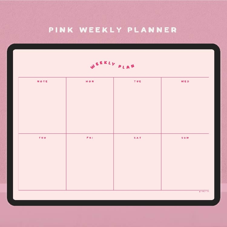 Pink Weekly Planner PDF (SUN + MON) / cute aesthetic weekly diary